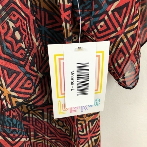 LuLaRoe Monroe Kimono Sheer Black Fringe L - Picture 5 of 7